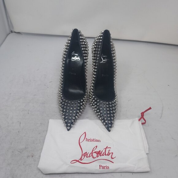 Christian Louboutin Black Condora Leather Spike Stud Pump - Picture 3 of 10